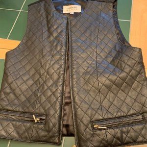 hamilton manor black genuine leather vest size m